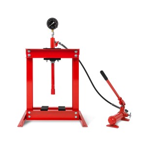 EBERTH Werkstattpresse 6T, hydraulische Presse mit Manometer, rot.