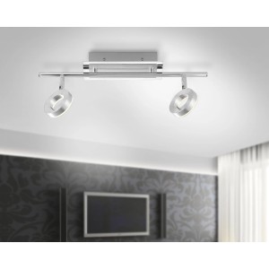 Moderne, 2-flammige LED-Deckenleuchte Sileda von Paul Neuhaus, Aluminium matt.