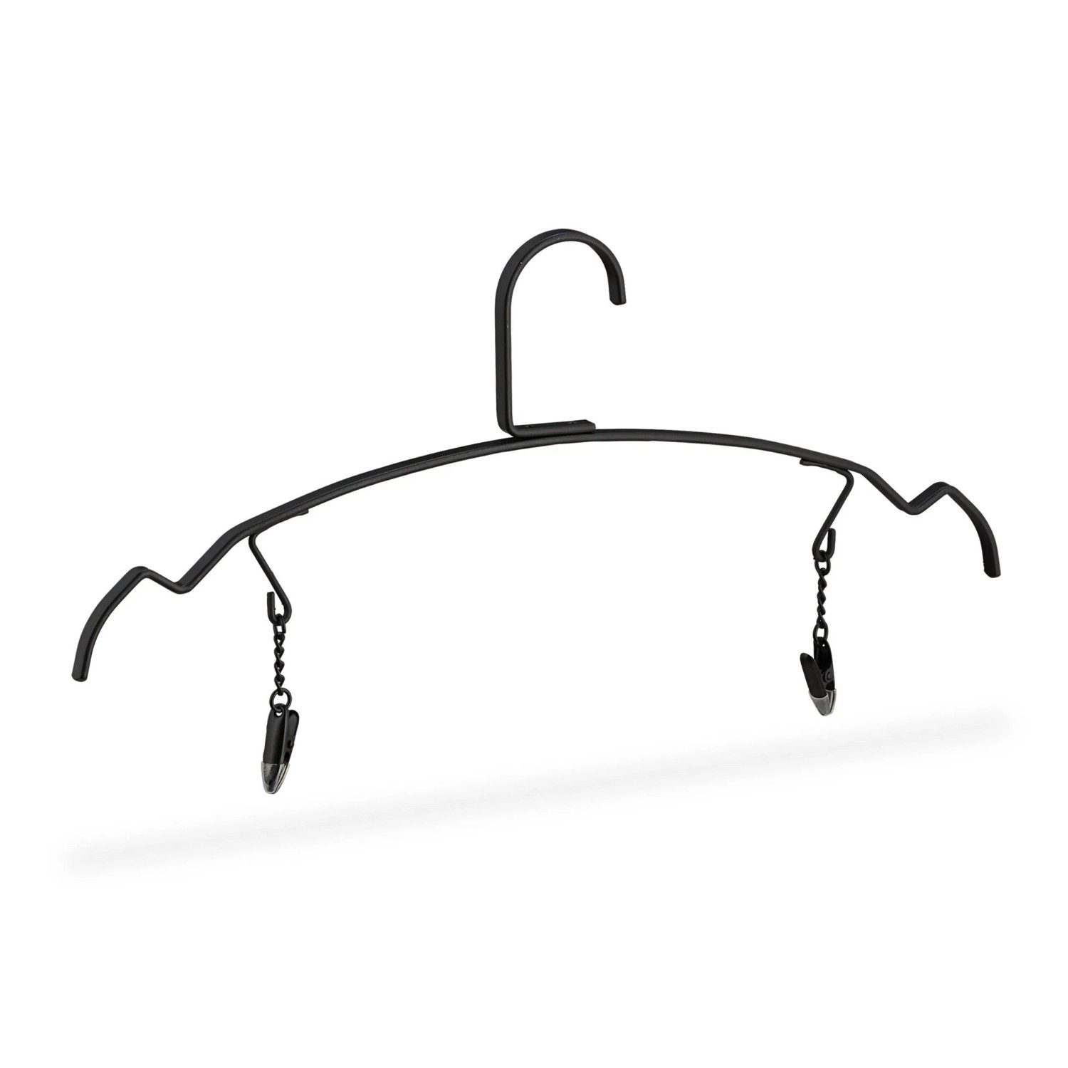 Relaxdays Kleiderbügel 10er Set Eisen Schwarz mit Klammern 16,5 cm x 33 cm x 0,5 cm