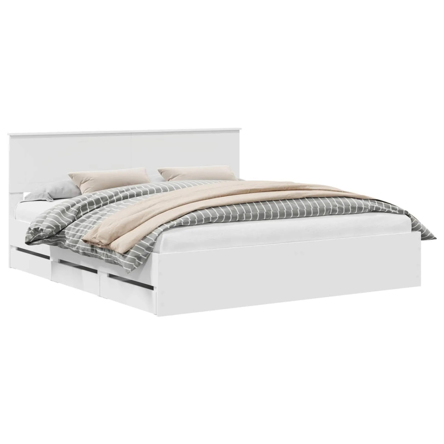 vidaXL Bettrahmen mit Schubladen Weiß 180 x 200 cm Ingenieurs Holz 3410679 günstig online kaufen