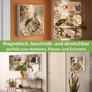 Weißer Banjado Metall Schlüsselkasten 30x30cm mit Buddha Motiv. Magnetisch, beschreibbar, 32 Haken für Garderobe.