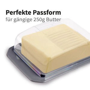 ProHome Butterdose anthrazit mit transparentem Deckel für 250g Butter.