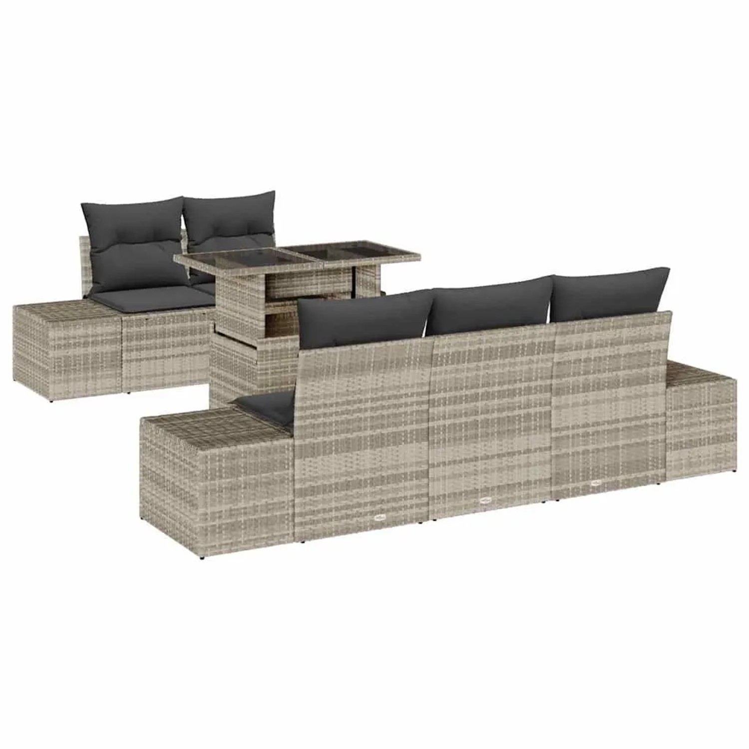 vidaXL Sofa Set mit Kissen 6-Tlg Hellgrau Poly-Rattan 3349098 günstig online kaufen
