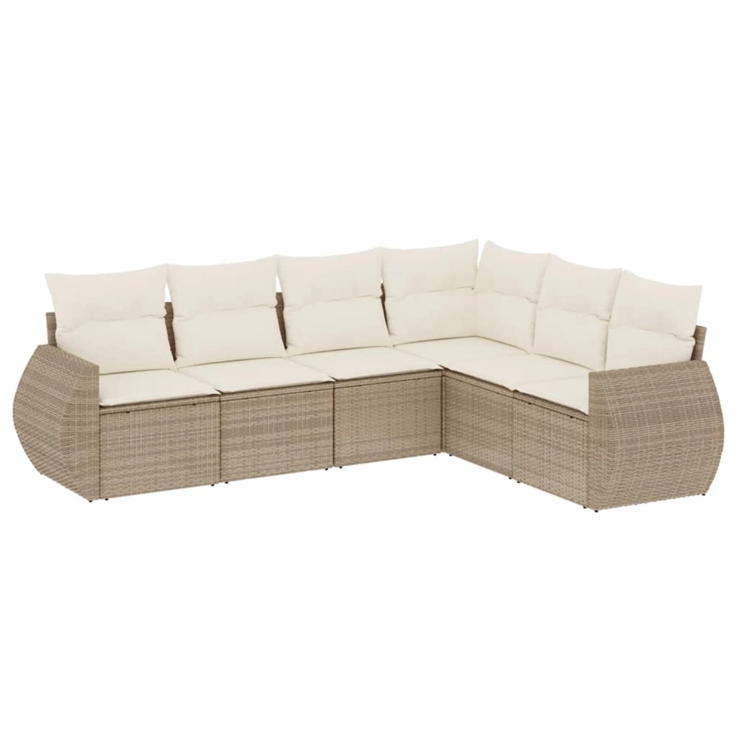 vidaXL 6-Tlg Garten-Sofagarnitur mit Kissen Beige Poly Rattan 3253745