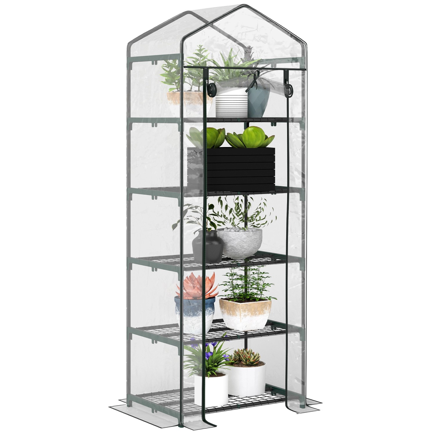 Outsunny Mini-Gewächshaus mit 5 Regalen Transparent 69 x 49 x 193 cm günstig online kaufen