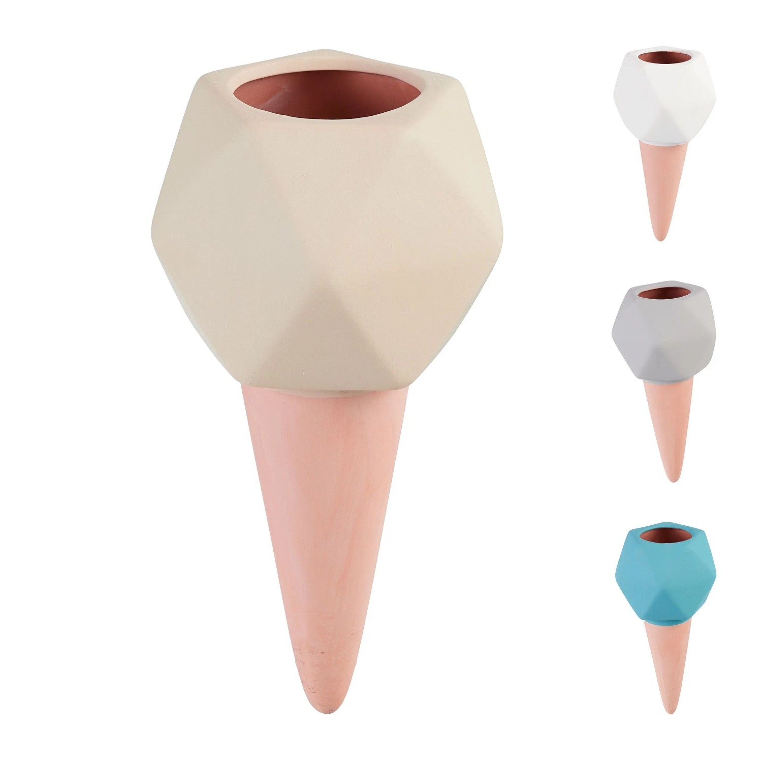 Relaxdays Bewässerungskegel 4er Set Ton Bunt Wasserdurchlässig 18,5 cm x 9 cm 240 g