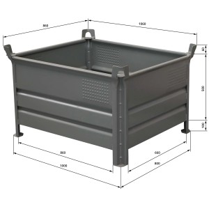 Schake Vollwandbehälter, 1 x 0,8 m, feuerverzinkt, für Baugeräte und Materialtransport.