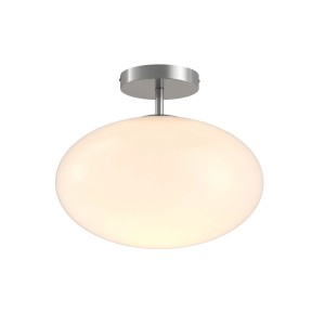 Lindby Deckenleuchte Sonika, Alu, 1-flammig, E27. Wohnzimmerlampe mit ovalem Glasschirm.