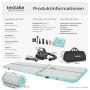 Tectake Airtrack Trainingsmatte mit Luftpumpe, Adaptern und Tasche, grau-blau, ca. 397x104x10cm.