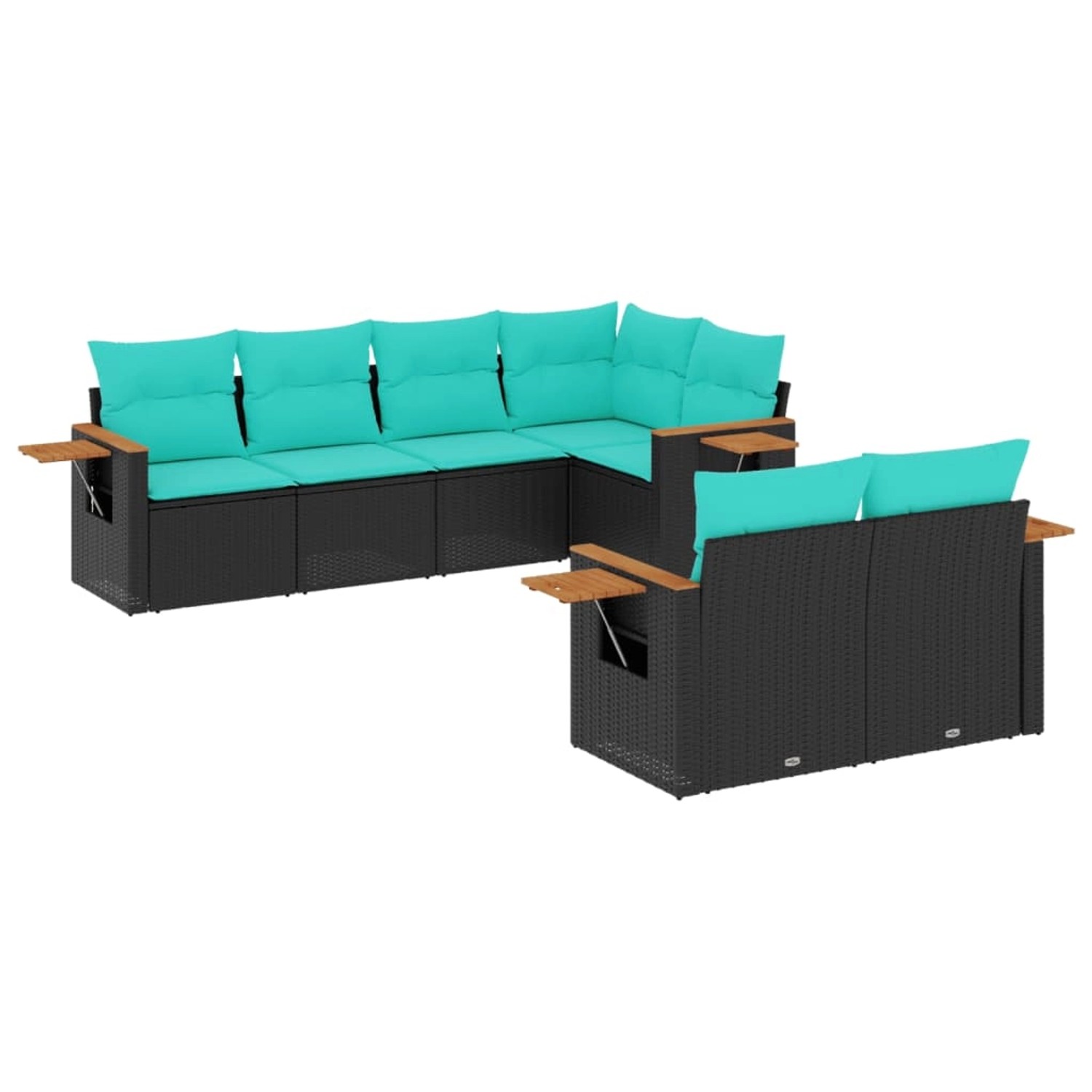 vidaXL 7-Tlg Garten-Sofagarnitur mit Kissen Schwarz Poly Rattan 3226981 günstig online kaufen