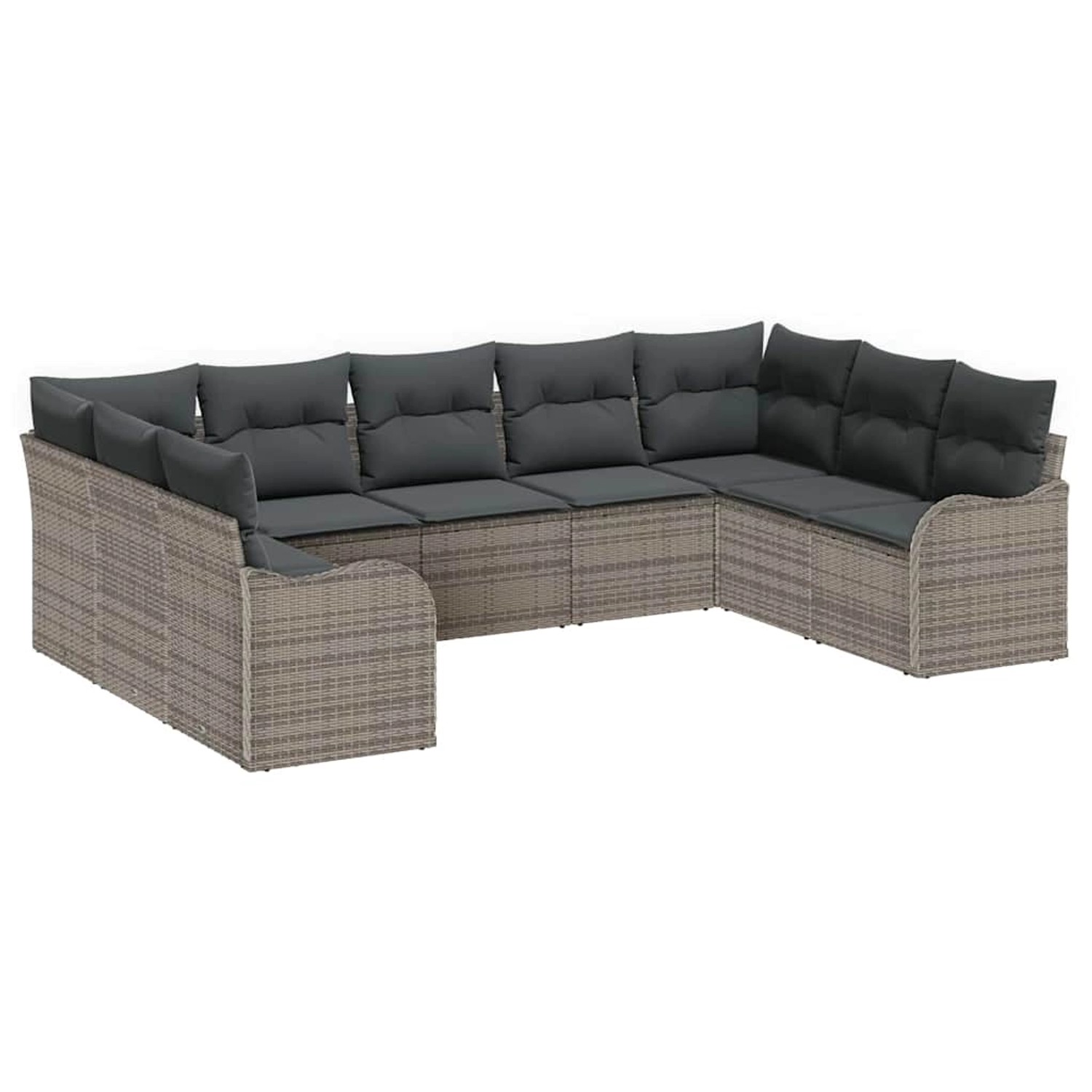 vidaXL Garten-Sofa-Set mit Kissen 9-Tlg Grau Poly Rattan 3345859 günstig online kaufen