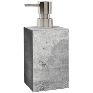 Sanilo Seifenspender im Beton-Design mit silberner Pumpe für Bad und Küche.