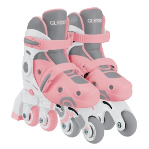 Globber Learning Skates 2in1 Inline- und Quad-Skates Kinder Verstellbar Gr.30-33 ABEC 9 Rollengröße 54x24 mm Rosa