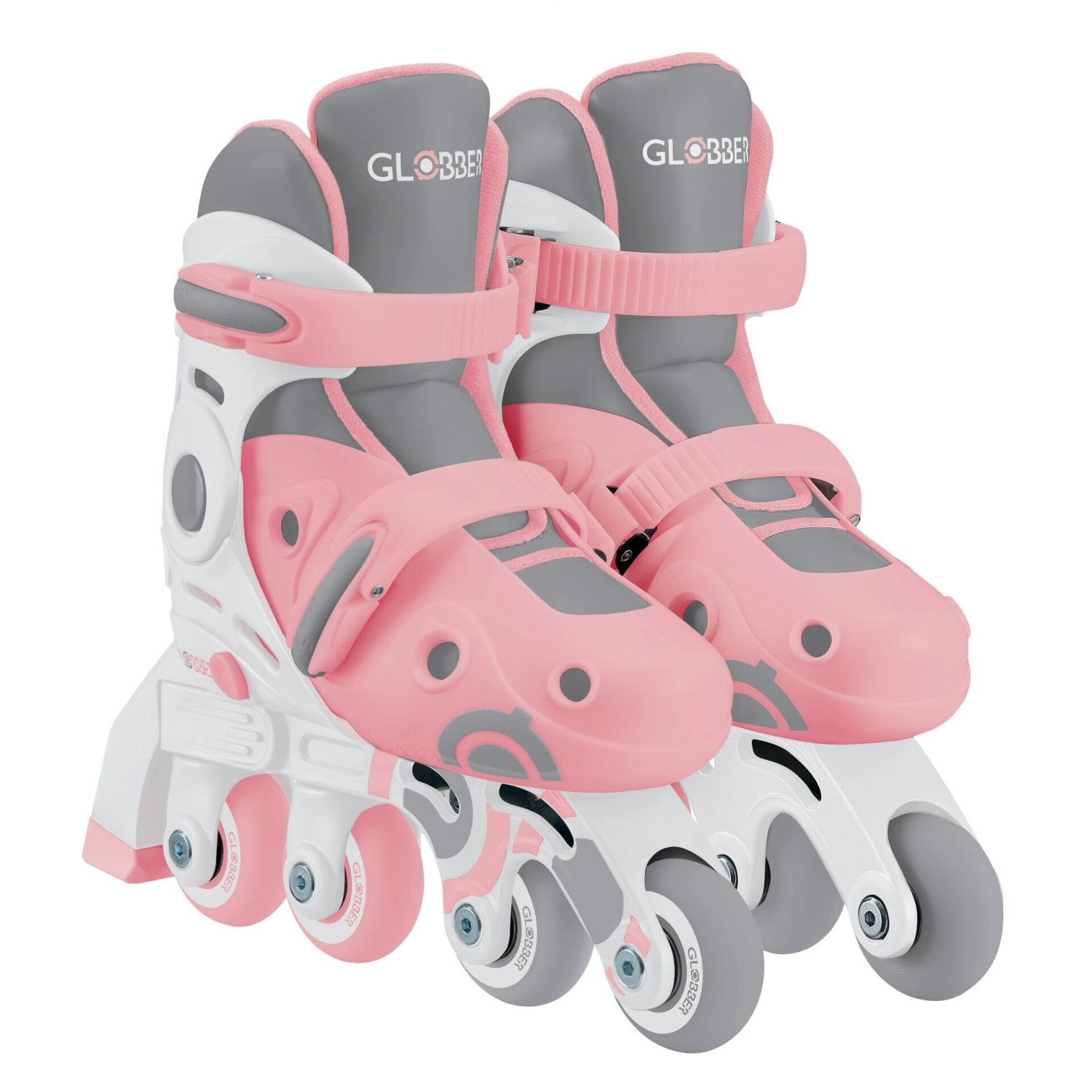 Globber Learning Skates 2in1 Inline- und Quad-Skates Kinder Verstellbar Gr.30-33 ABEC 9 Rollengröße 54x24 mm Rosa