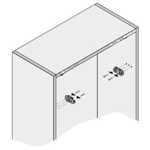 SOTECH Drehbeschlag/Kippbeschlag für Schuhschrank mit 3 Fächern, reinweiß, Montagebeispiel.