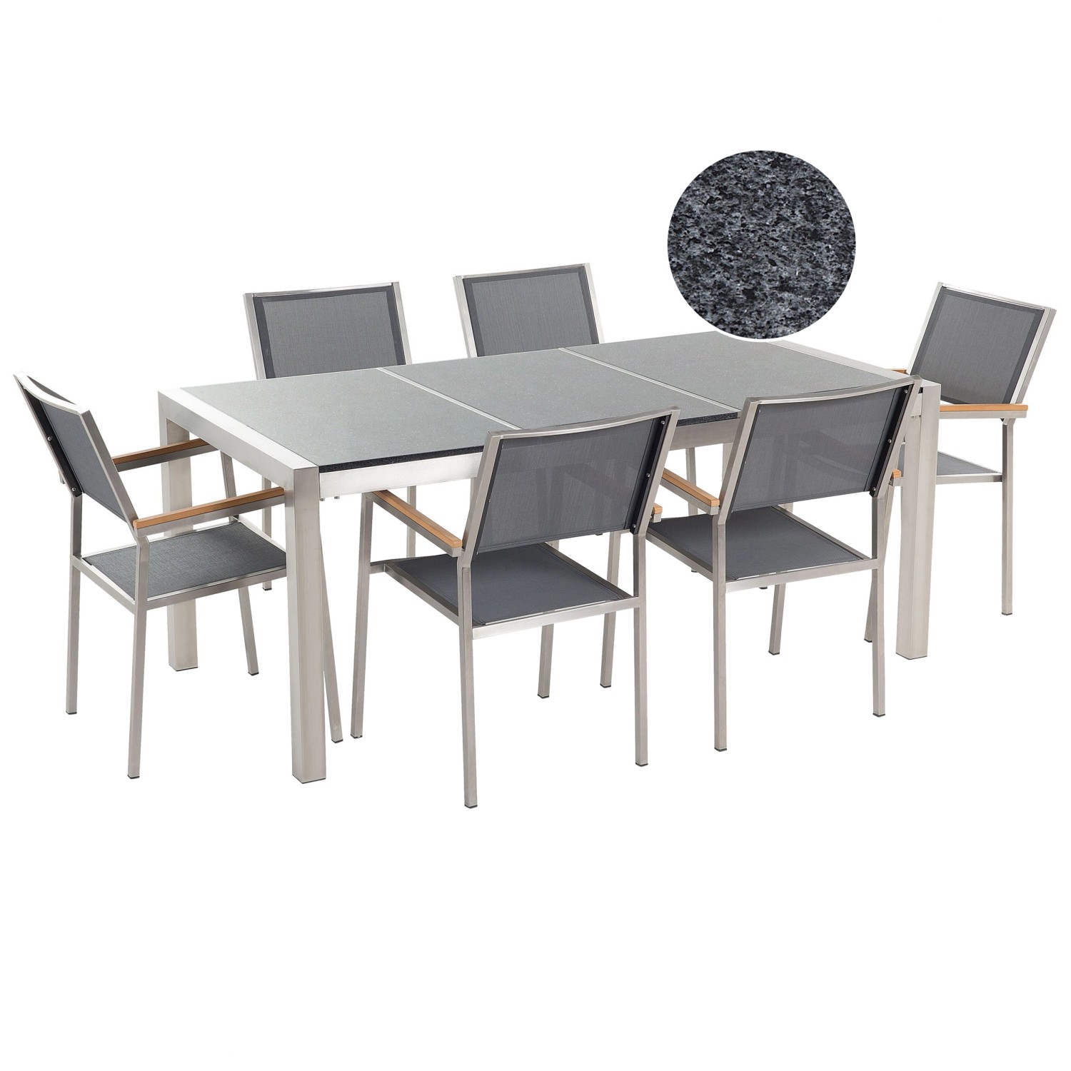 Beliani Gartentisch Set GROSSETO Grau 90x180x87 günstig online kaufen