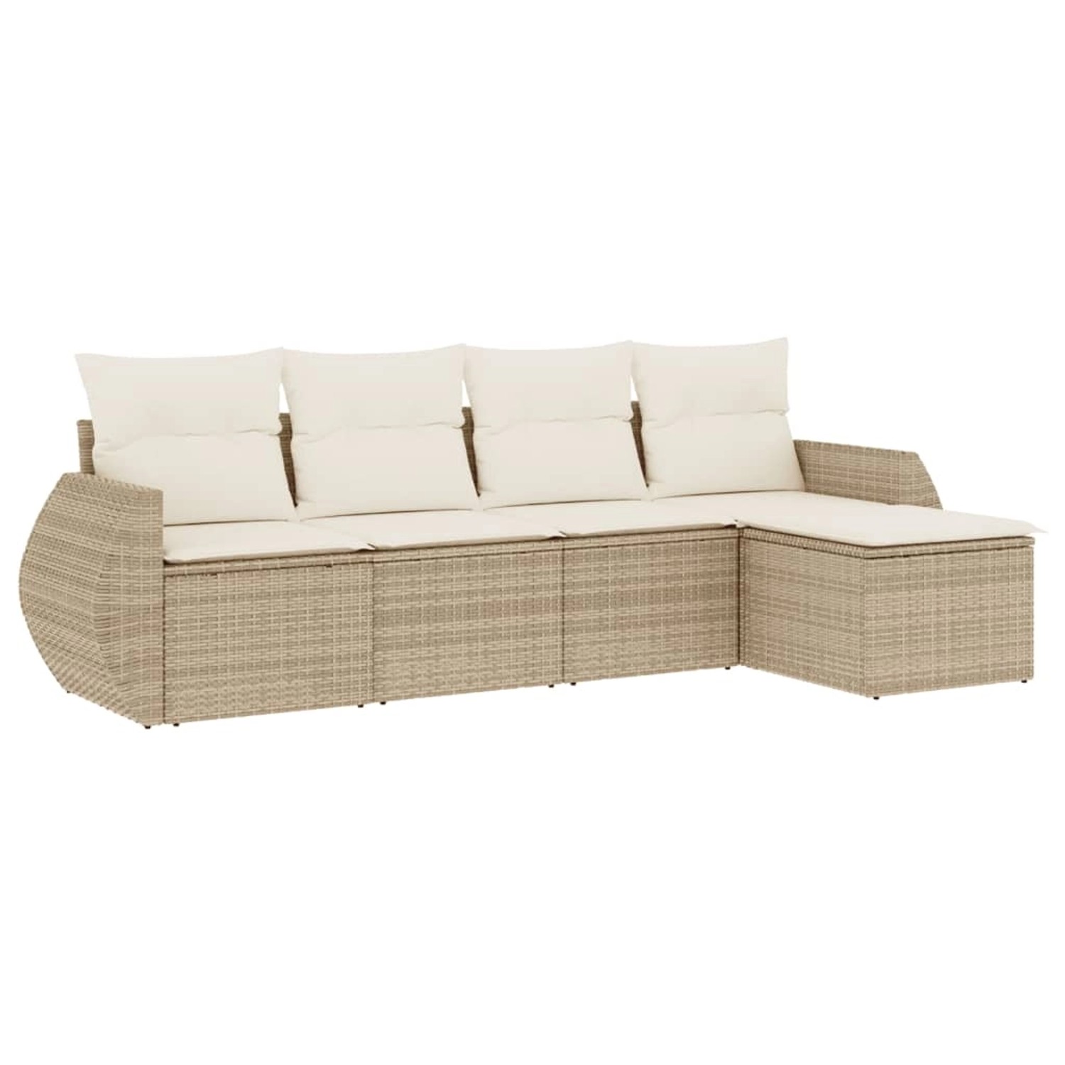 vidaXL 5-Tlg Garten-Sofagarnitur mit Kissen Beige Poly Rattan 3253625 günstig online kaufen