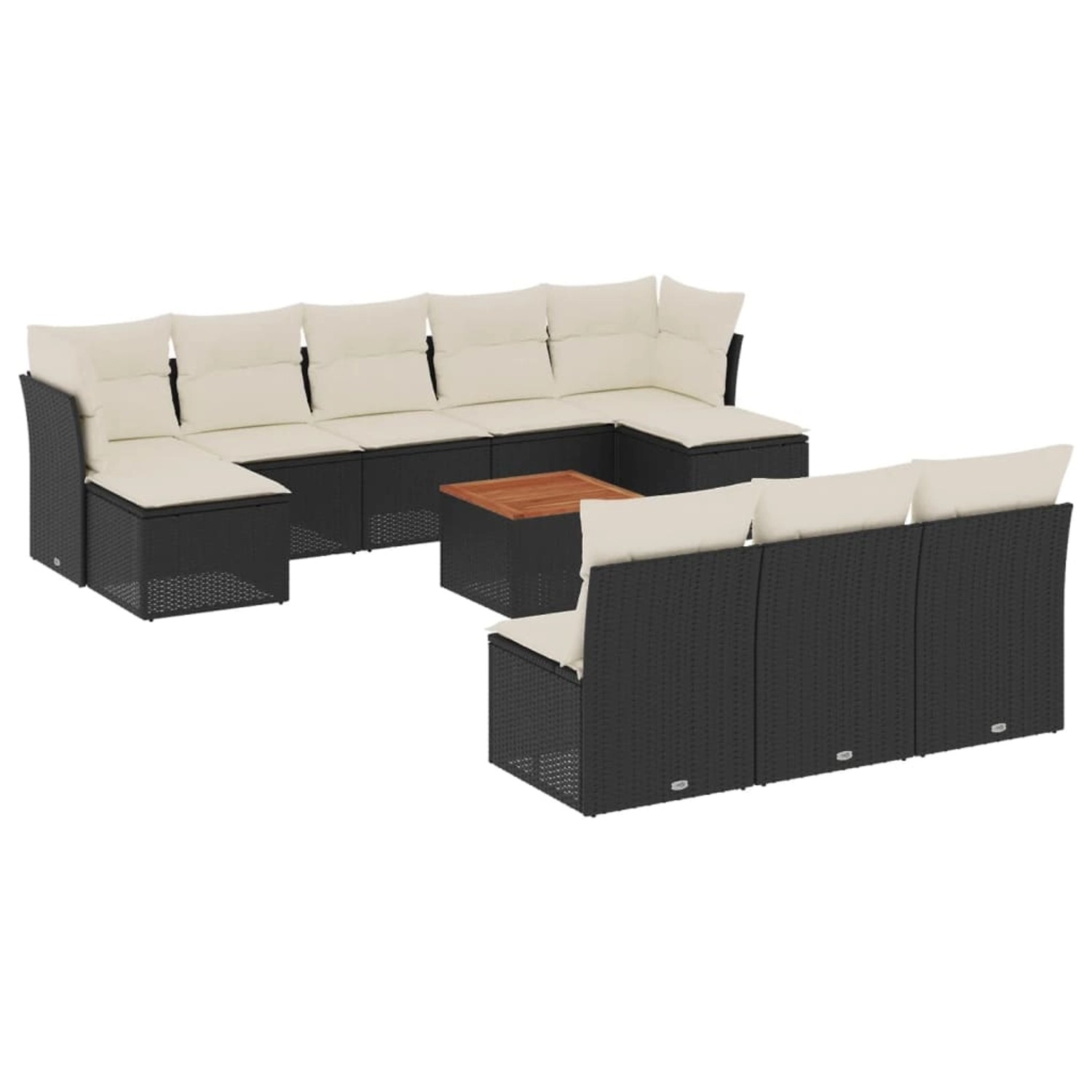 vidaXL 11-Tlg Garten-Sofagarnitur mit Kissen Schwarz Poly Rattan 3256196 günstig online kaufen