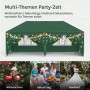 Grüner WOLTU Pavillon 3x6m mit Seitenwänden, festlich dekoriert mit Lichterketten und Wimpeln für Partys.