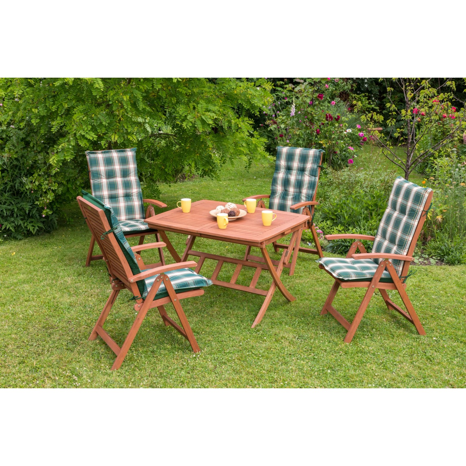 Gartenmöbel-Set Cordoba 9-tlg. Braun inkl. Tisch 110/160 cm x 90 cm