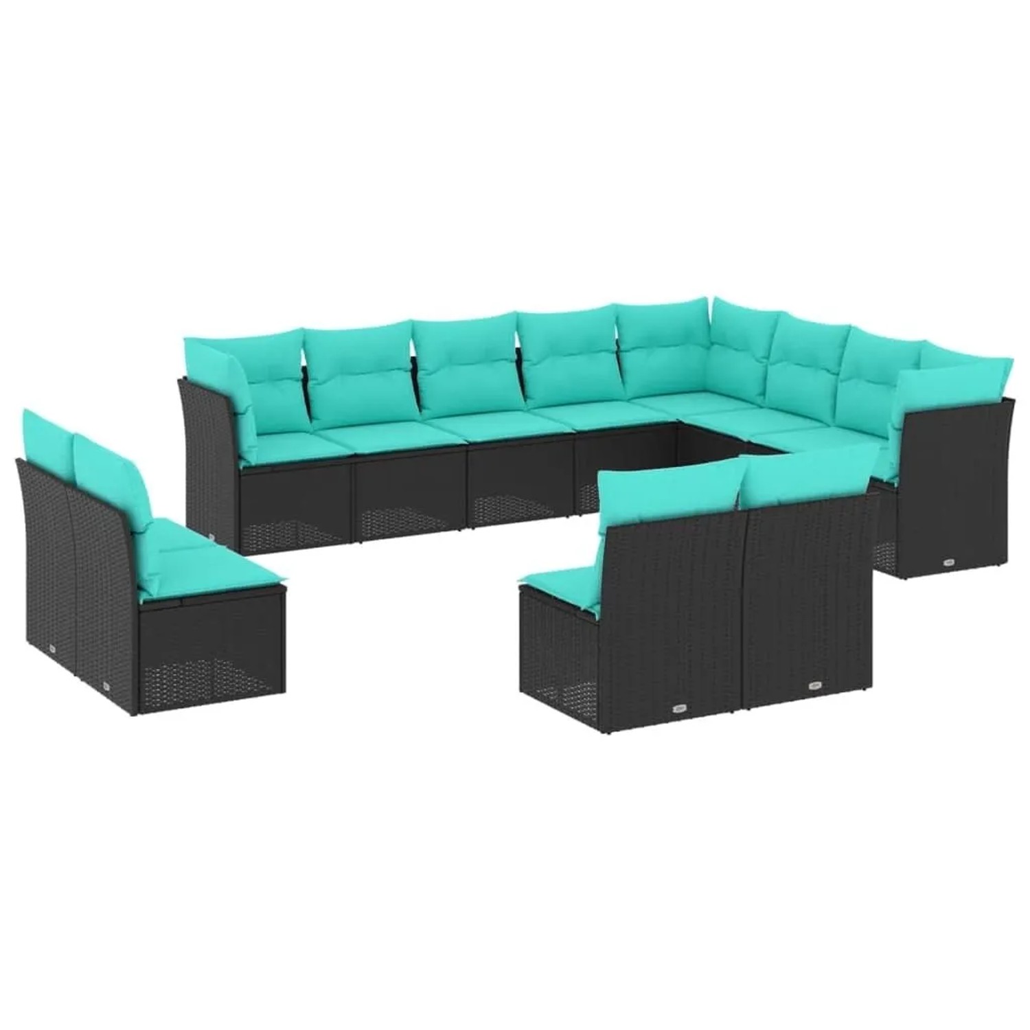 vidaXL 12-Tlg Gartensofa-Set mit Kissen Schwarz Polyrattan 3218467 günstig online kaufen