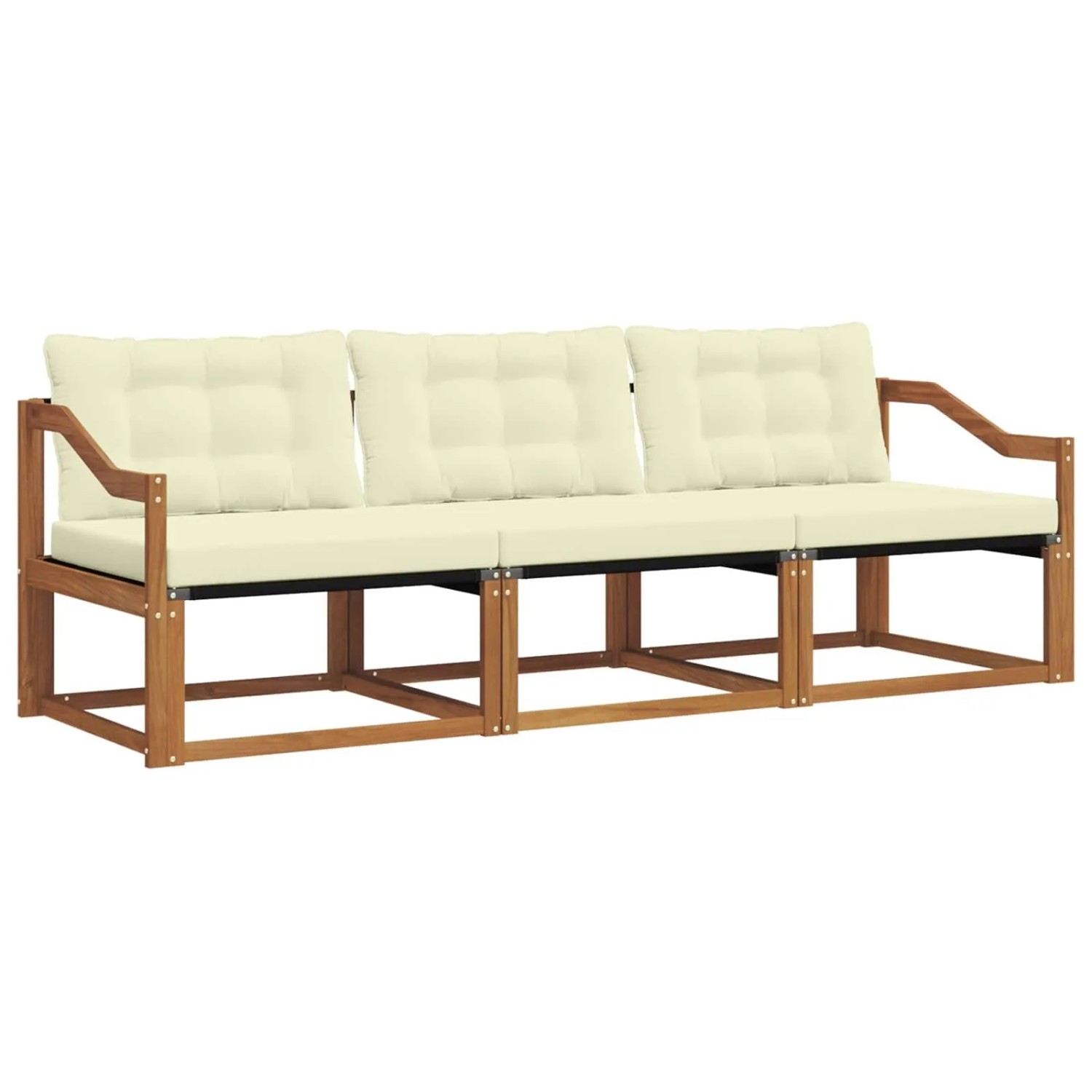 vidaXL Outdoor-Sofagarnitur mit Kissen 3-Tlg Natur und Creme 3369153