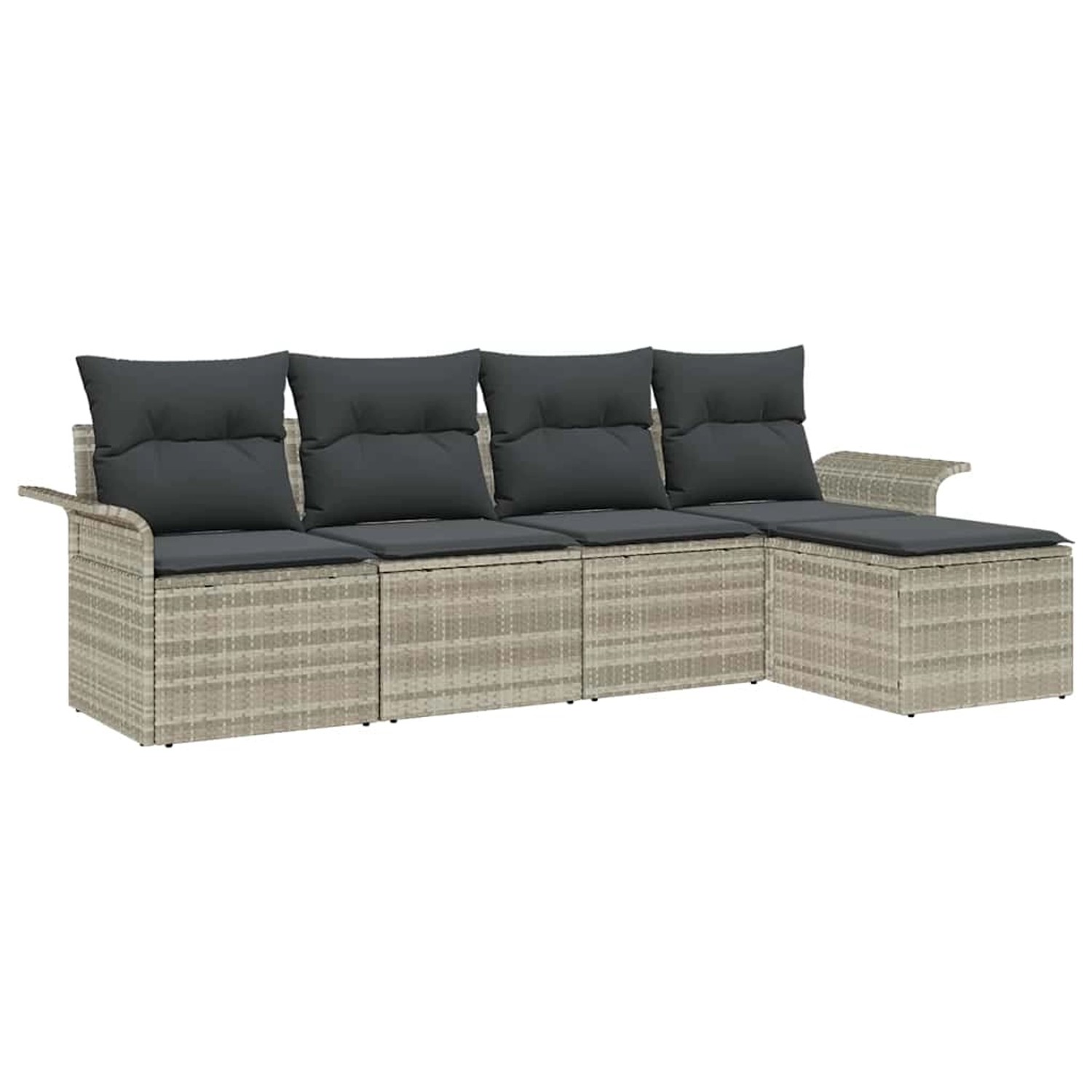 vidaXL Garten-Sofa-Set mit Kissen 5-Tlg Hellgrau Poly Rattan 3345322 günstig online kaufen