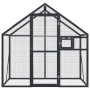 Anthrazitfarbene vidaXL Voliere aus Aluminium, 179x100x185 cm, mit Maschendraht für Vögel und Kleintiere.