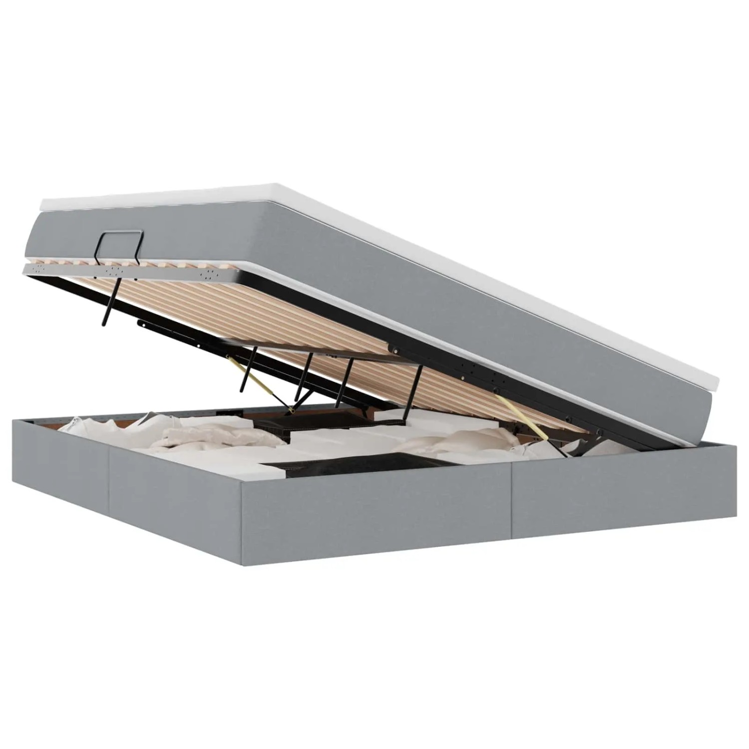 vidaXL Stauraumbett mit Matratze Hellgrau 160 x 200 cm Polyester 3370236 günstig online kaufen