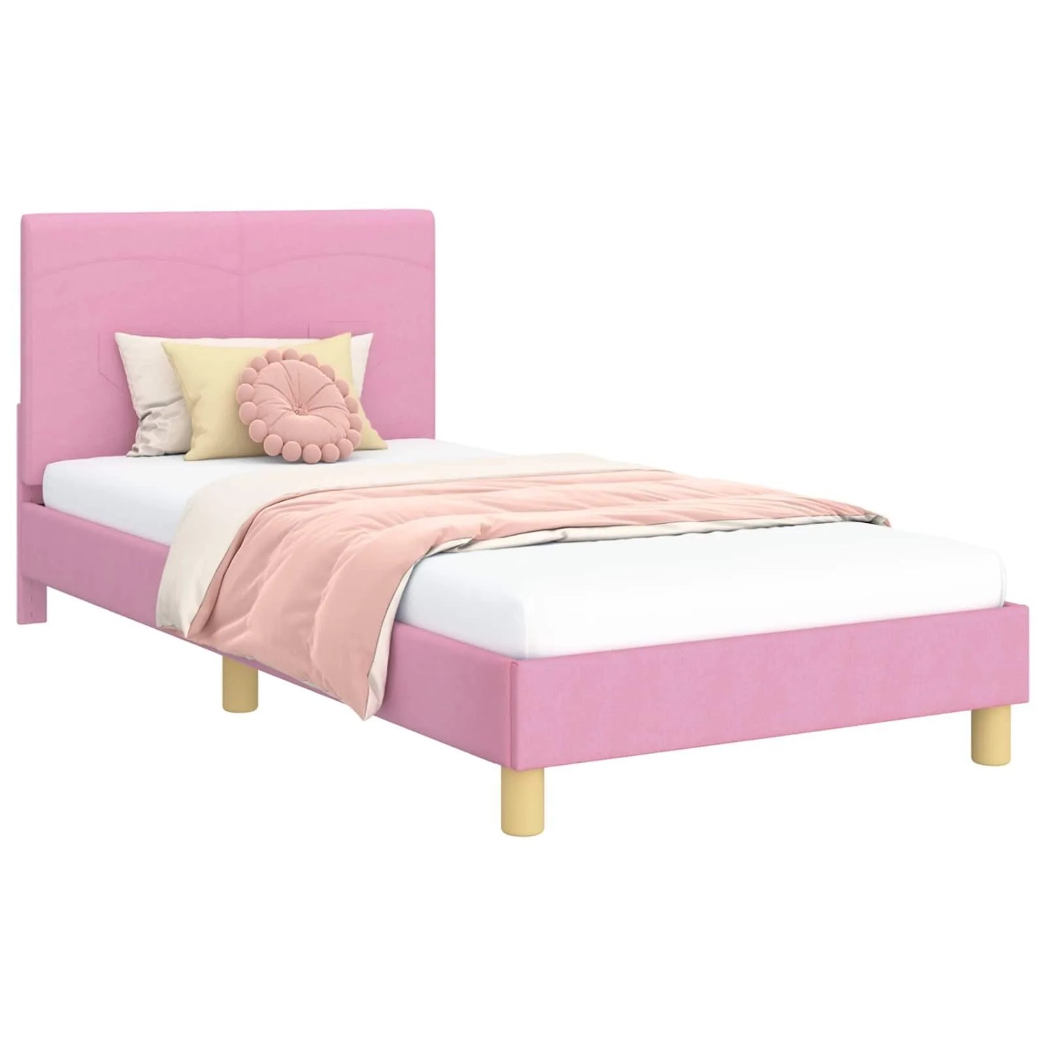 vidaXL Kinderbettgestell mit Kopfteil Rosa 90 x 190 cm Stoff 42010997 günstig online kaufen