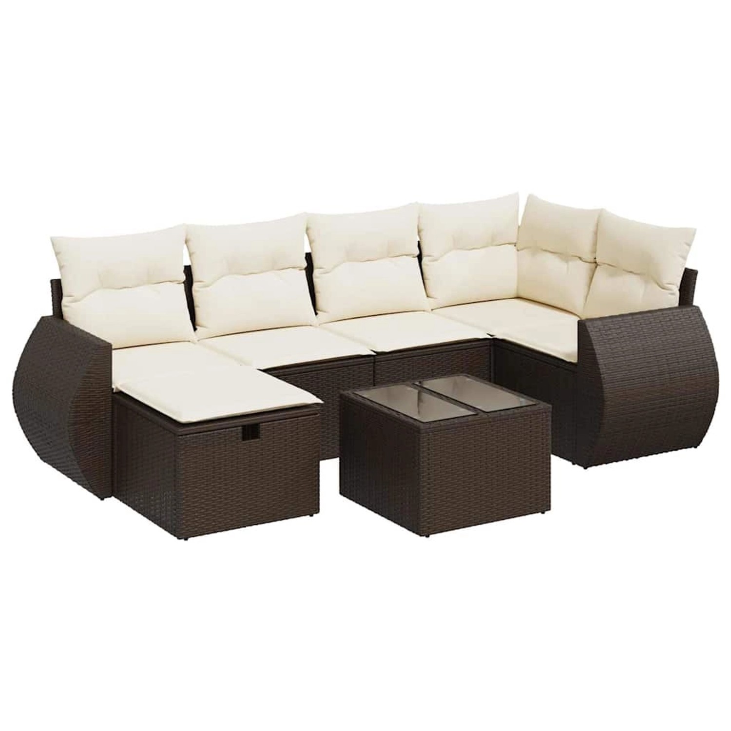 vidaXL 7-Tlg Garten-Sofagarnitur mit Kissen Braun Poly Rattan 3325599 günstig online kaufen
