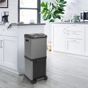 Svita 3xcombo 32L Mülleimer Mülltrennsystem Abfalleimer Mit Fächern Grau