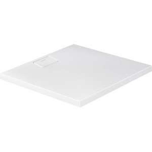 Quadratische, weiße Duravit Stonetto Duschwanne, 90x90 cm, mit integriertem Ablauf.