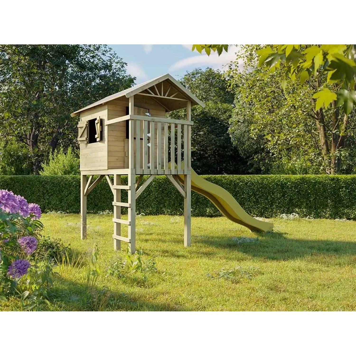 Prestige Garden Stelzenhaus Tree Hut KDI Inklusive Rutsche Gelb