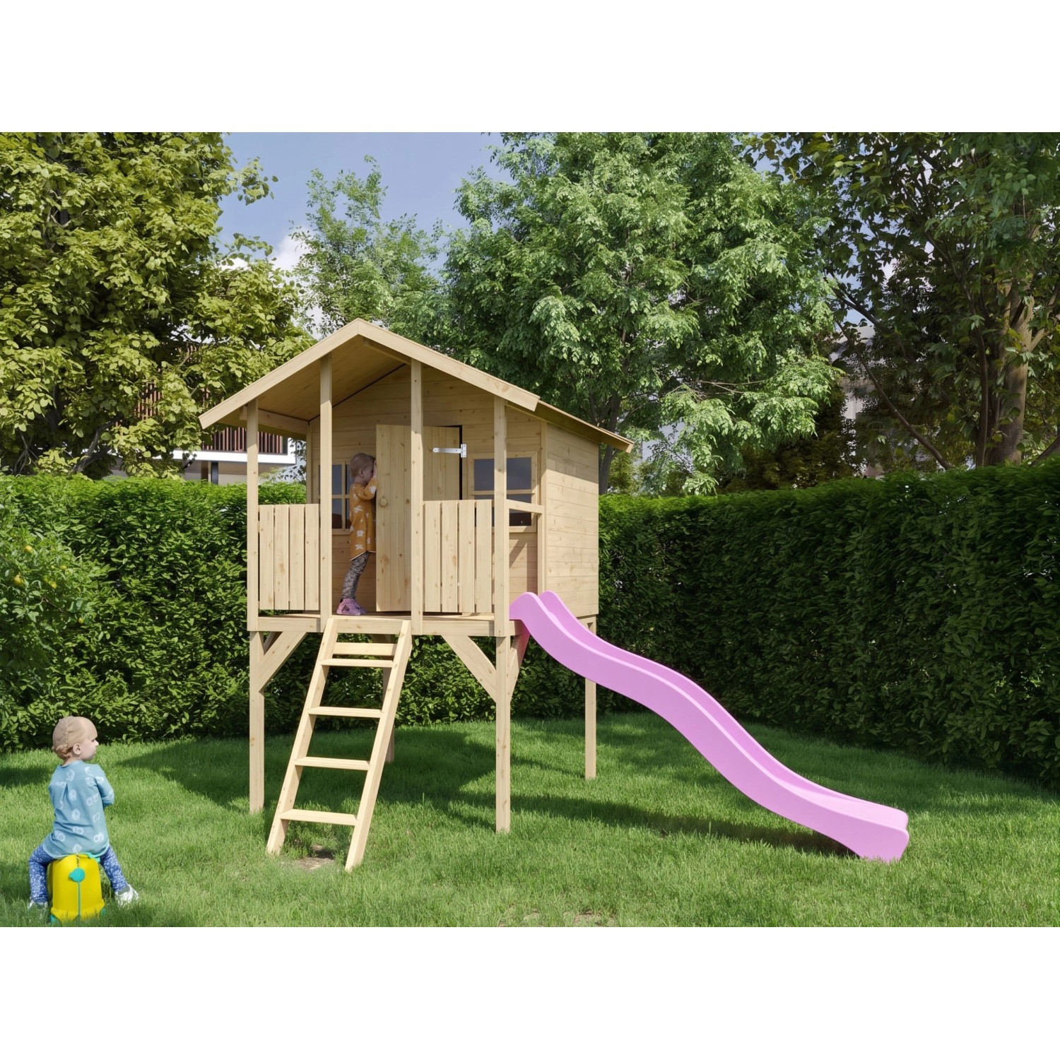 Belladoor Stelzenhaus Toby Inklusive Rutsche Pink