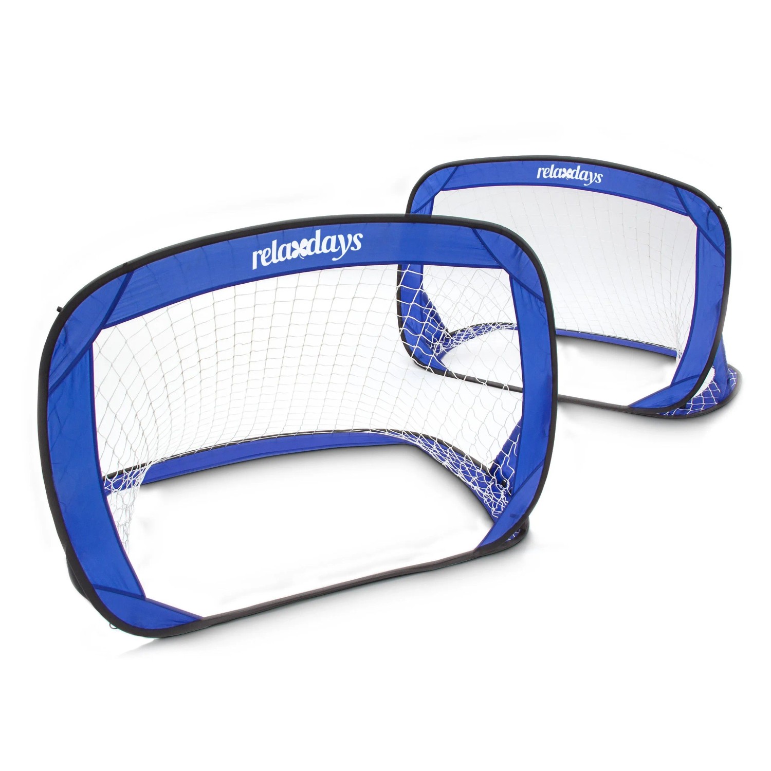 Relaxdays Fußballtor Pop Up Tore 2er Set Polyester Fiberglas Blau Selbstentfaltend mit Tragetasche 80 cm x 120 cm x 80 cm