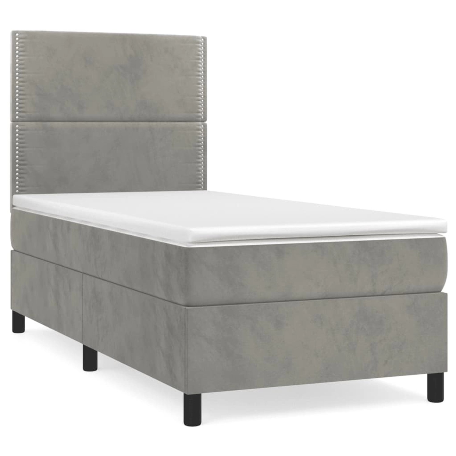 Thumbnail - vidaXL Boxspringbett mit Matratze Hellgrau 80x200 cm Samt1349854