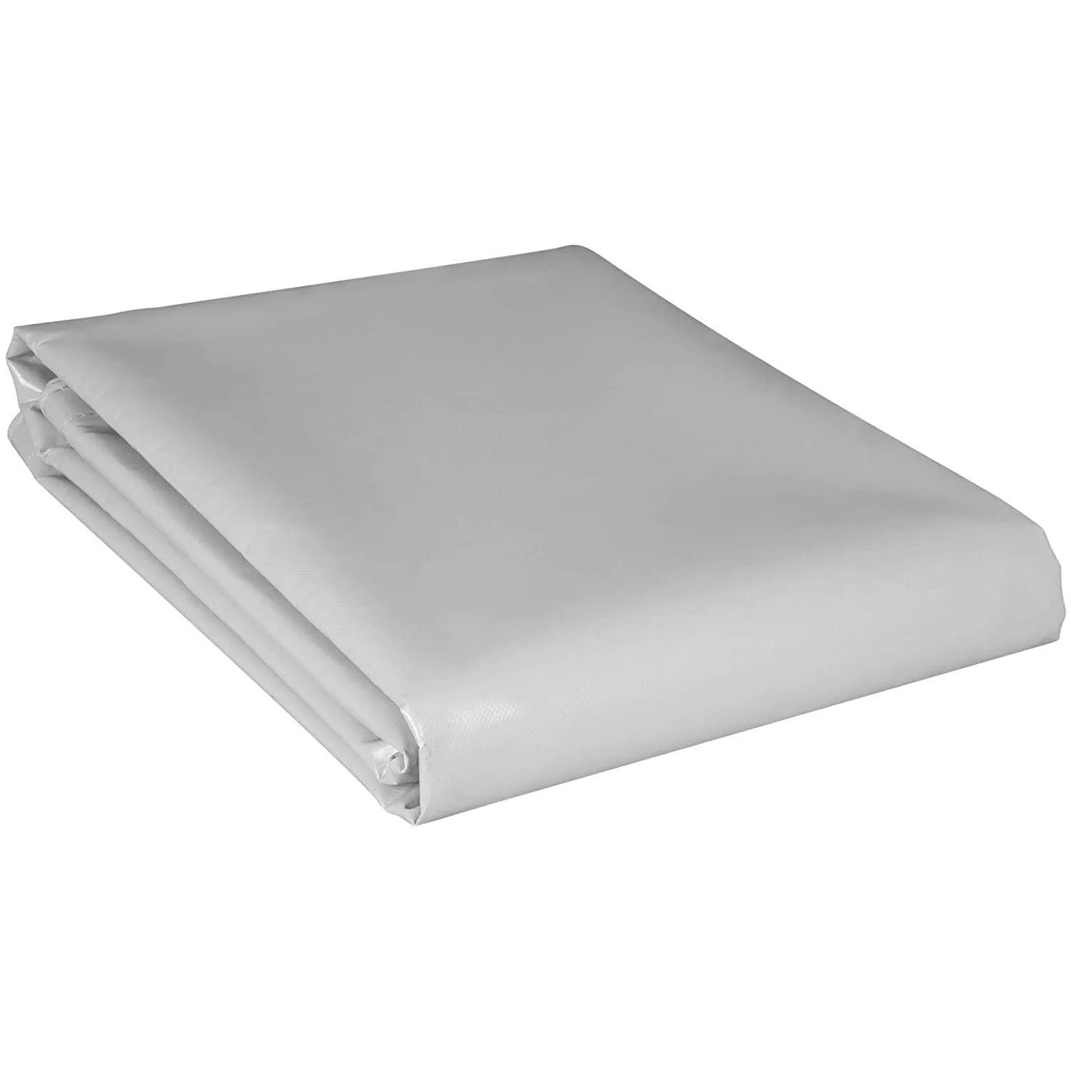 Hellgraue WOLTU PVC Abdeckplane, 3x5 m, 500 g/m², gefaltet.