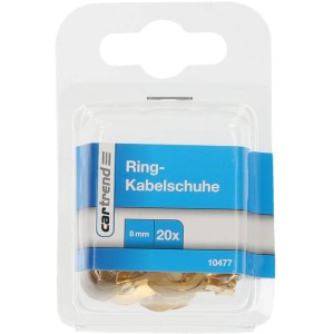 Cartrend Ring-Kabelschuhe M8, 20 Stück, blank, für Autoelektrik und lötfreie Kabelverbindungen.