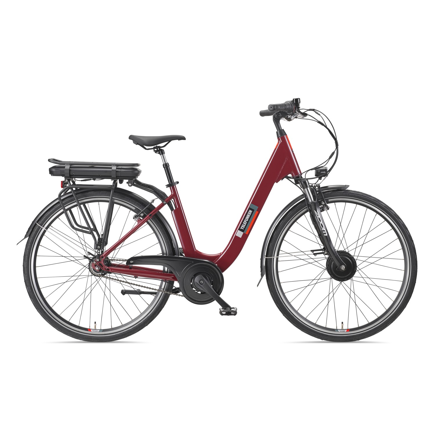 Telefunken City E-Bike, 28 Zoll, mit Frontmotor und 7-Gang Nabenschaltung. Komfortables Pedelec in Rot.