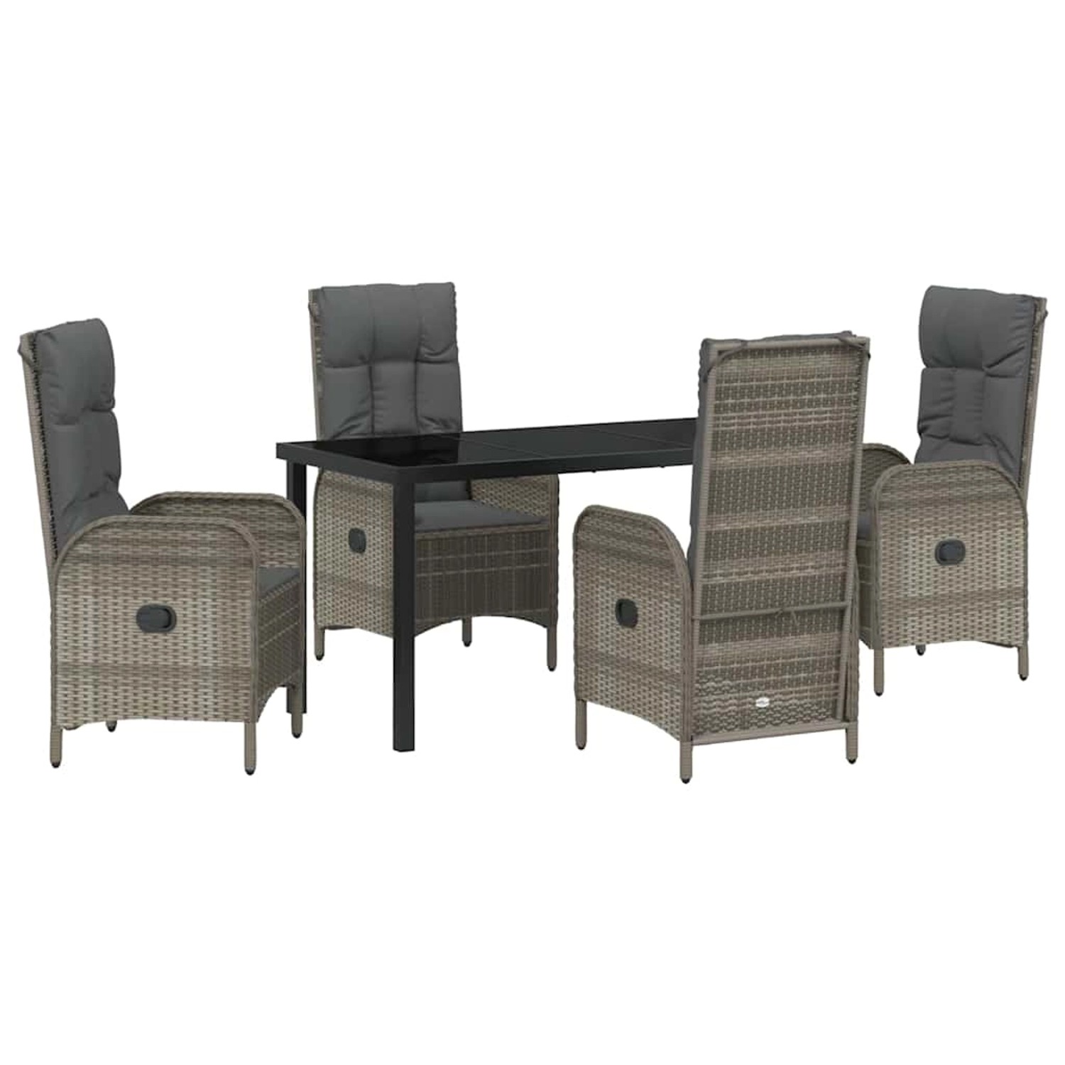 vidaXL Garten Essgruppe mit Kissen 5-Tlg Grau Poly Rattan 3380129 günstig online kaufen