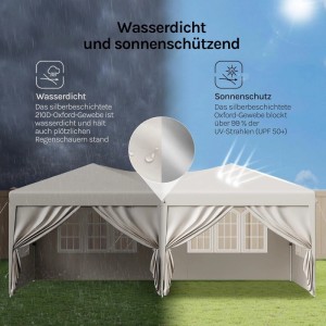 Beiger WOLTU Faltpavillon 3x6 mit wasserdichtem und UV-beständigem Oxford-Gewebe.