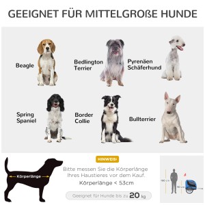 Produktbild: PawHut Hundeanhänger mit Größenhinweis für mittelgroße Hunde.
