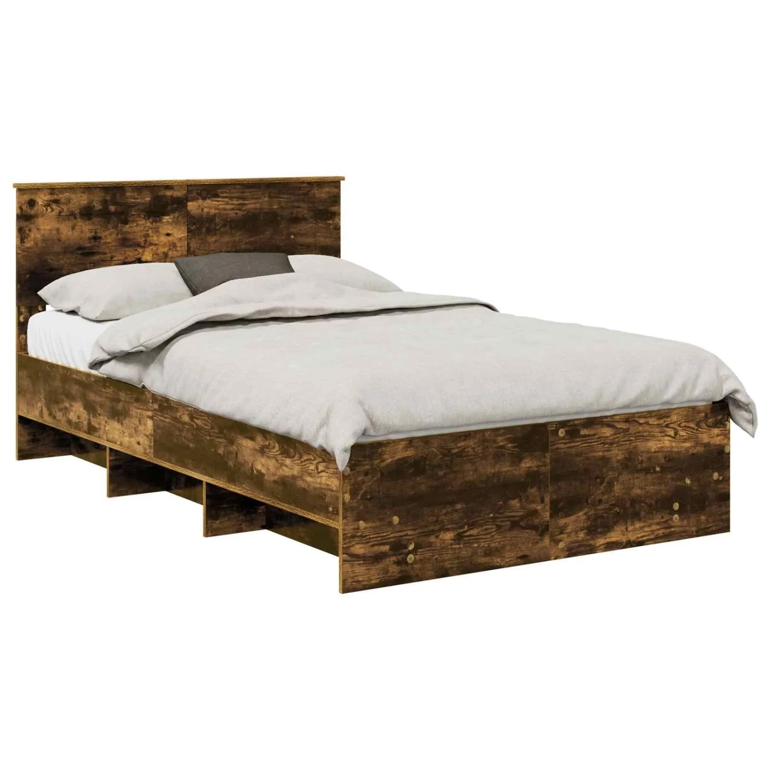 vidaXL Bettrahmen Geräucherte Eiche 120 x 123 cm Holzwerkstoff 3408869