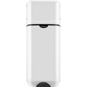 Ariston Warmwasserspeicher Nuos Primo 80 l, Wärmepumpe, weißer Hängespeicher für die Wandmontage.