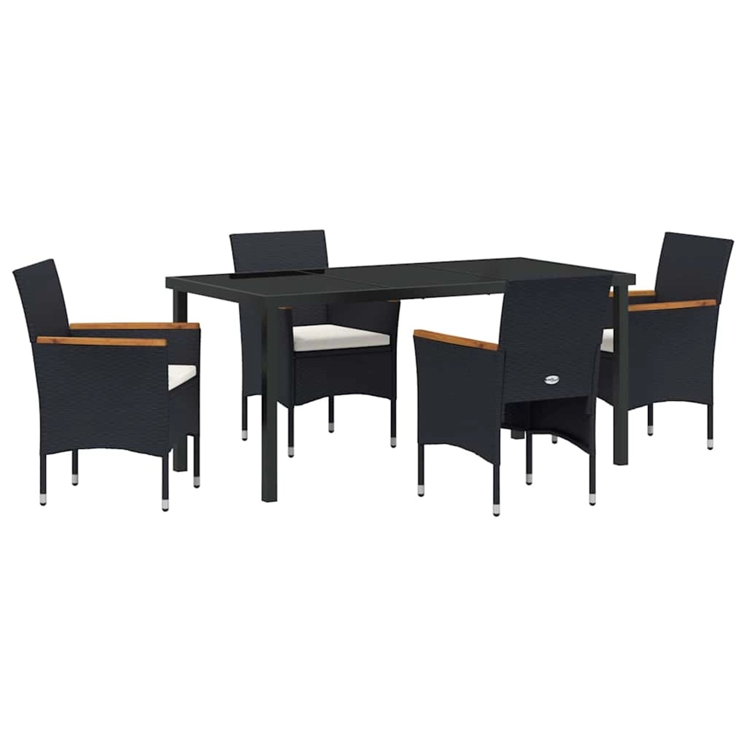 vidaXL Garten Essgruppe mit Kissen 5-Tlg Schwarz Poly Rattan 3379754 günstig online kaufen