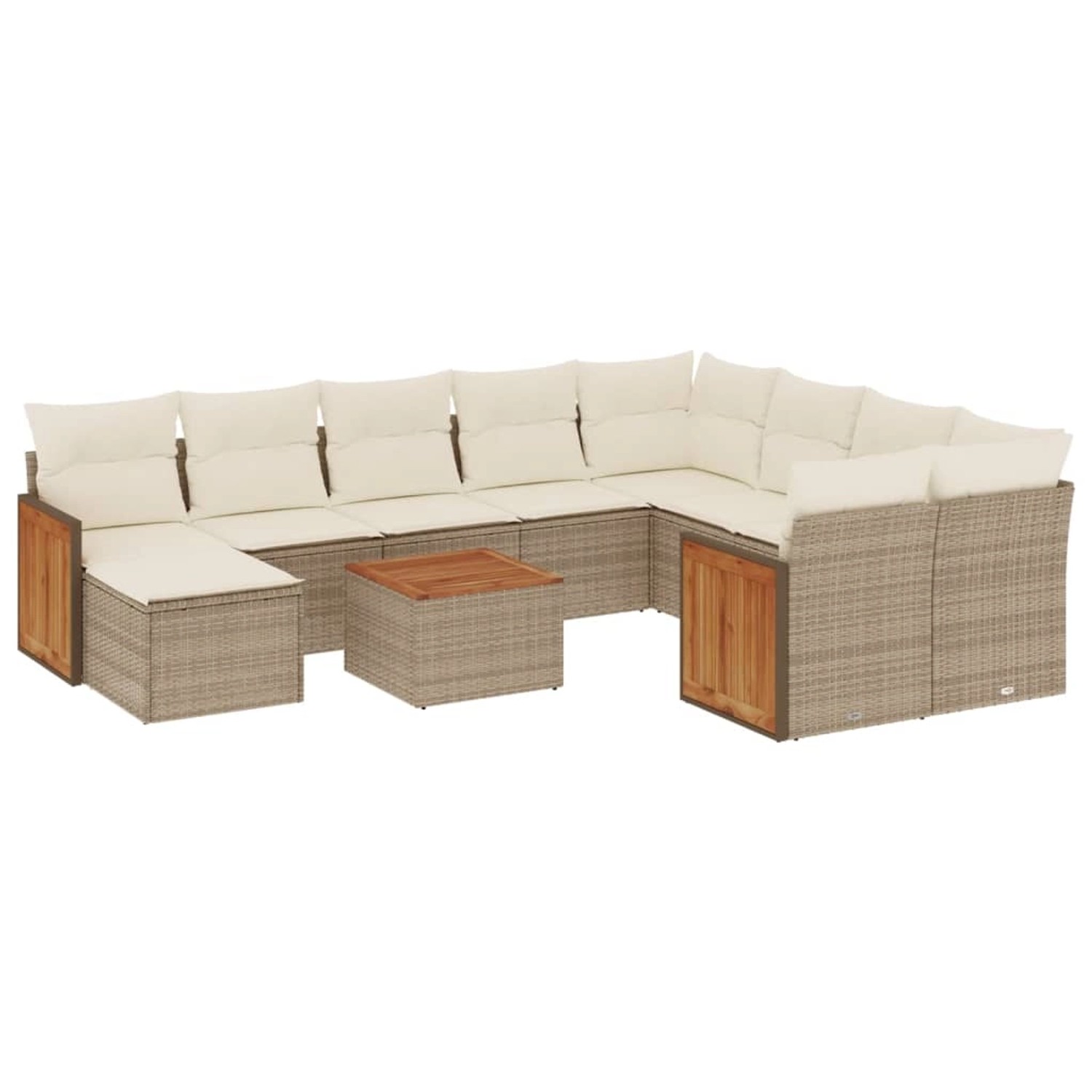 vidaXL 11-Tlg Garten-Sofagarnitur mit Kissen Beige Poly Rattan 3228242 günstig online kaufen
