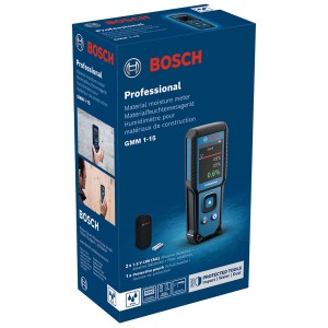 Bosch Professional GMM 1-15 Materialfeuchtemessgerät im Karton mit Zubehör.