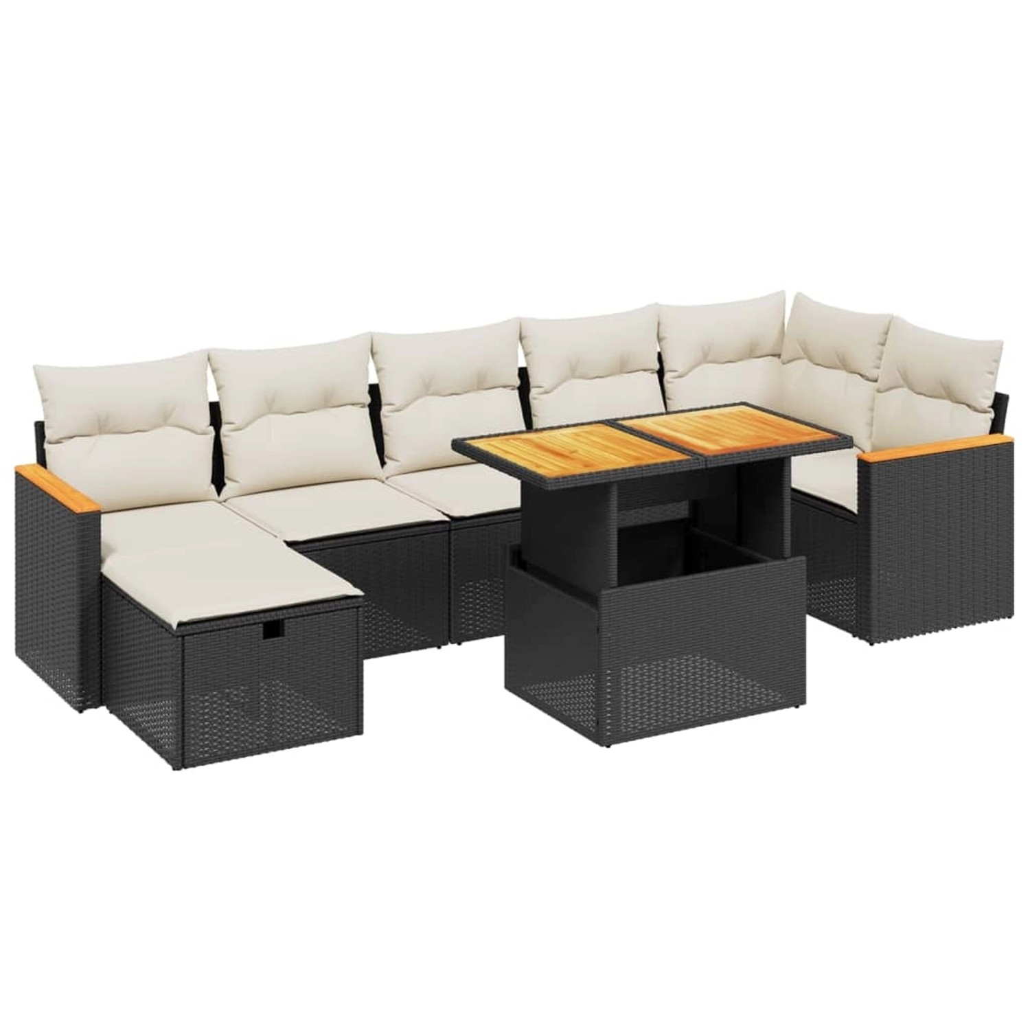 vidaXL 8-Tlg Garten-Sofagarnitur mit Kissen Schwarz Poly Rattan 3276045 günstig online kaufen