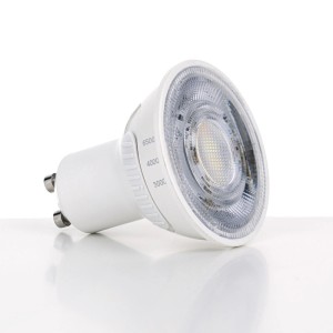 Dimmbare GU10 LED Lampe mit CCT Funktion zur Farbtemperaturwahl (3000-6500K).
